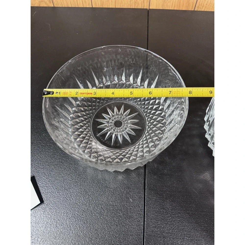 2‎ Arcoroc Clear Glass Serving Bowls Diamond Starburst 9